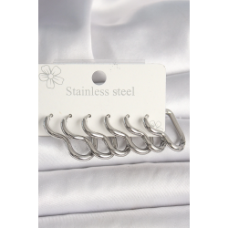 Mey İthalat® 316L Çelik Gümüş Renk Kalp Model Kadın Küpe Seti