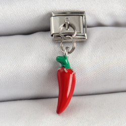 Mey İthalat® 316L Çelik Gümüş Renk Kapya Biber Model Nomination Charm