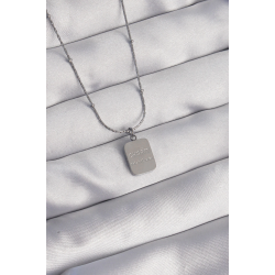 Mey İthalat® 316L Çelik Gümüş Renk Kare Charm Model Kolye