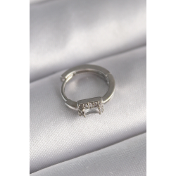 Mey İthalat® 316L Çelik Gümüş Renk Kare Zirkon Taşlı Tragus Piercing