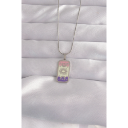 Mey İthalat® 316L Çelik Gümüş Renk Karışık Mineli Ay Figür Tarot Kolye