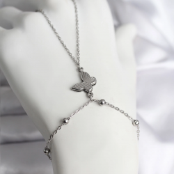 Mey İthalat® 316L Çelik Gümüş Renk Kelebek Model Kadın Şahmeran