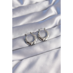 Mey İthalat® 316L Çelik Gümüş Renk Kıvrımlı Görünüm Geometrik Model Küpe