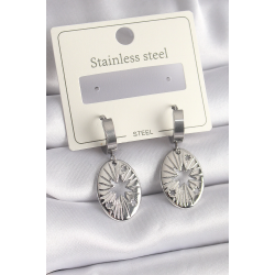 Mey İthalat® 316L Çelik Gümüş Renk Kutup Yıldızı İşleme Kadın Küpe