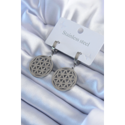 Mey İthalat® 316L Çelik Gümüş Renk Lotus Model Kadın Küpe