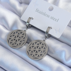 Mey İthalat® 316L Çelik Gümüş Renk Lotus Model Kadın Küpe