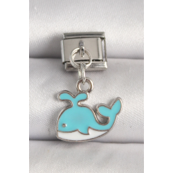 Mey İthalat® 316L Çelik Gümüş Renk Mavi Balina Model Nomination Charm