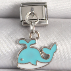 Mey İthalat® 316L Çelik Gümüş Renk Mavi Balina Model Nomination Charm