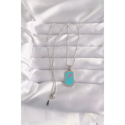 Mey İthalat® 316L Çelik Gümüş Renk Mavi Mineli Tarot Kolye