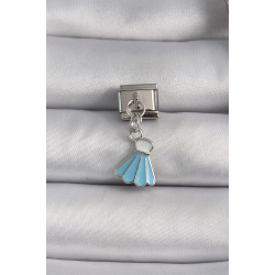 Mey İthalat® 316L Çelik Gümüş Renk Mavi Renk Sallantı Elbise Model Nomination Charm