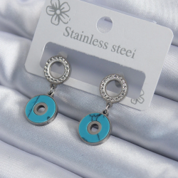 Mey İthalat® 316L Çelik Gümüş Renk Mavi Taşlı Zirkon Taşlı Kadın Küpe