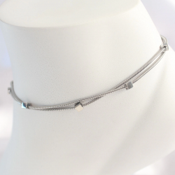 Mey İthalat® 316L Çelik Gümüş Renk Minimal Kare Model Kadın Halhal