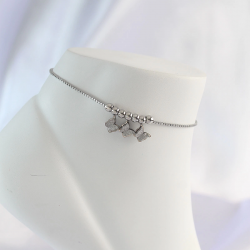 Mey İthalat® 316L Çelik Gümüş Renk Minimal Kelebek Tasarımlı Halhal