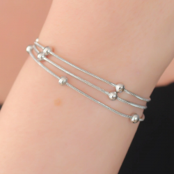 Mey İthalat® 316L Çelik Gümüş Renk Minimal Top Figür Kadın Bileklik