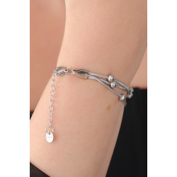 Mey İthalat® 316L Çelik Gümüş Renk Minimal Top Figür Kadın Bileklik