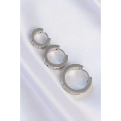 Mey İthalat® 316L Çelik Gümüş Renk Model 3lü Halka Küpe