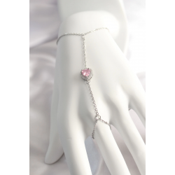 Mey İthalat® 316L Çelik Gümüş Renk Pembe Zirkon Taşlı Kalp Şahmeran