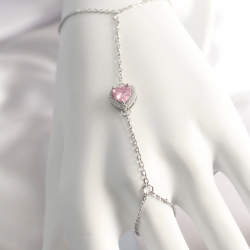 Mey İthalat® 316L Çelik Gümüş Renk Pembe Zirkon Taşlı Kalp Şahmeran