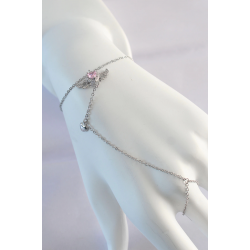 Mey İthalat® 316L Çelik Gümüş Renk Pembe Zirkon Taşlı Kanatlı Kalp Model Şahmeran