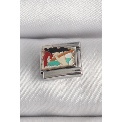 Mey İthalat® 316L Çelik Gümüş Renk Renkli Palet Fırça İşlemeli Model Nomination Charm