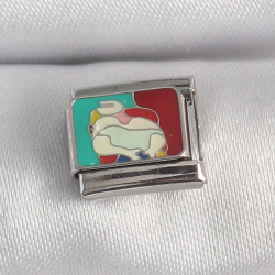 Mey İthalat® 316L Çelik Gümüş Renk Renkli Portre Model Nomination Charm