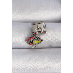 Mey İthalat® 316L Çelik Gümüş Renk Sallantı Defter Figür Nomination Charm