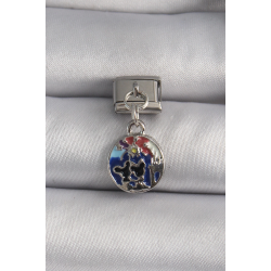 Mey İthalat® 316L Çelik Gümüş Renk Sallantı Dünya Model Nomination Charm