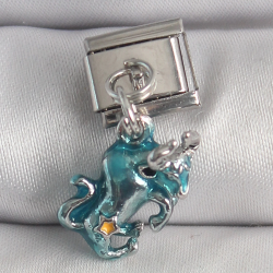 Mey İthalat® 316L Çelik Gümüş Renk Sallantı Mavi Boğa Model Nomination Charm