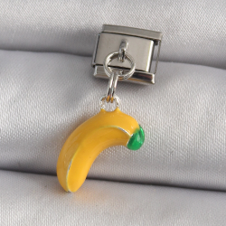 Mey İthalat® 316L Çelik Gümüş Renk Sallantı Muz Model Nomination Charm