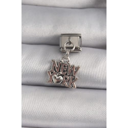 Mey İthalat® 316L Çelik Gümüş Renk Sallantı New York Yazı Model Nomination Charm