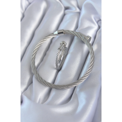 Mey İthalat® 316L Çelik Gümüş Renk Sarmal Model Erkek Bileklik Yüzük Kombini