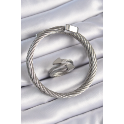 Mey İthalat® 316L Çelik Gümüş Renk Sarmal Model Erkek Bileklik Yüzük Kombini