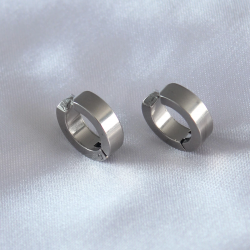 Mey İthalat® 316L Çelik Gümüş Renk Sıkıştırmalı Erkek Küpe