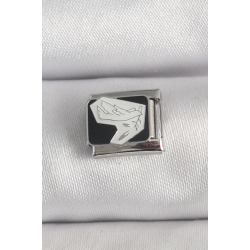 Mey İthalat® 316L Çelik Gümüş Renk Siyah Beyaz Kuş İşlemeli Nomination Charm