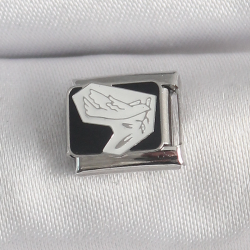 Mey İthalat® 316L Çelik Gümüş Renk Siyah Beyaz Kuş İşlemeli Nomination Charm