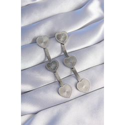 Mey İthalat® 316L Çelik Gümüş Renk Uzun İtalyan Zincir Detaylı Kalp Küpe