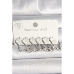 Mey İthalat® 316L Çelik Gümüş Renk Yıldız Model Kadın Küpe Seti