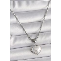 Mey İthalat® 316L Çelik Gümüş Renk Zincir 3D Kalp Model Kadın Kolye