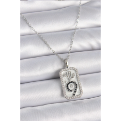 Mey İthalat® 316L Çelik Gümüş Renk Zincir Akrep Burcu Zirkon Taşlı Kadın Kolye