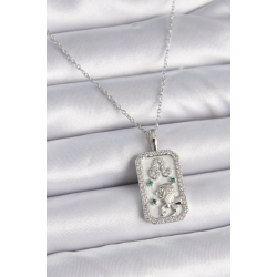 Mey İthalat® 316L Çelik Gümüş Renk Zincir Aslan Burcu Zirkon Taşlı Kadın Kolye