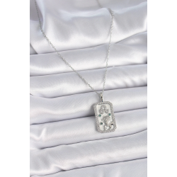 Mey İthalat® 316L Çelik Gümüş Renk Zincir Aslan Burcu Zirkon Taşlı Kadın Kolye