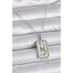 Mey İthalat® 316L Çelik Gümüş Renk Zincir Balık Burcu Zirkon Taşlı Kadın Kolye