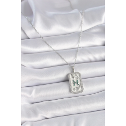 Mey İthalat® 316L Çelik Gümüş Renk Zincir Balık Burcu Zirkon Taşlı Kadın Kolye