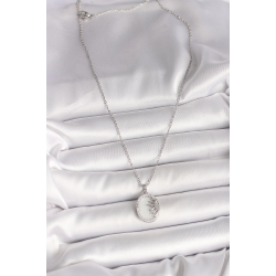 Mey İthalat® 316L Çelik Gümüş Renk Zincir Beyaz Mineli Gün Batımı Model Zirkon Taş Detaylı Kadın Kolye