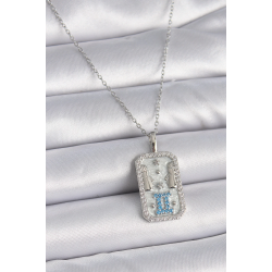 Mey İthalat® 316L Çelik Gümüş Renk Zincir İkizler Burcu Zirkon Taşlı Kadın Kolye