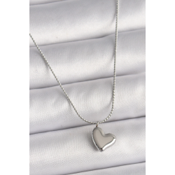 Mey İthalat® 316L Çelik Gümüş Renk Zincir Kalp Figür Kadın Kolye