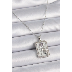 Mey İthalat® 316L Çelik Gümüş Renk Zincir Koç Burcu Zirkon Taşlı Kadın Kolye