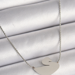 Mey İthalat® 316L Çelik Gümüş Renk Zincir Kuğu Model Kadın Kolye