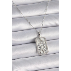 Mey İthalat® 316L Çelik Gümüş Renk Zincir Oğlak Burcu Zirkon Taşlı Kadın Kolye