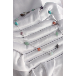 Mey İthalat® 316L Çelik Gümüş Renk Zincir Renkli Doğaltaş Model Kadın Kolye